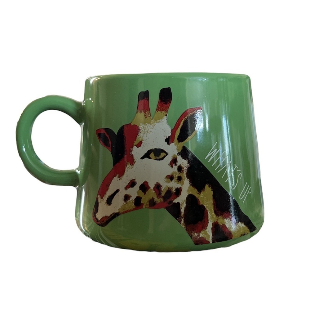 Opal House "WHAT'S UP?" Mug Green Giraffe 16 oz